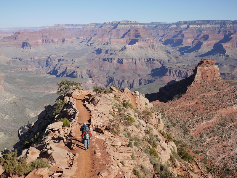 Hikers approach Cedar Ridge on the South Kaibab Trail.