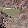 The South Kaibab Trail descends to the Colorado River and the Kaibab Bridge.