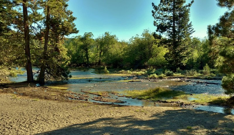 Manzanita Creek flows gracefully into Manzanita Lake.