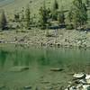 This is the Crags Lake shoreline in Chaos Crater of the Chaos Crags – a cluster of six dome volcanoes.