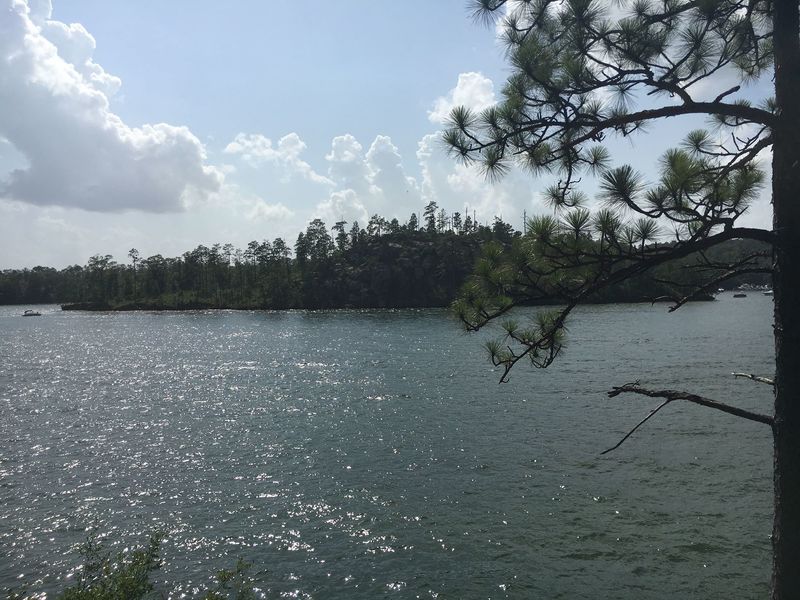 Lake Martin and Chimney Rock Island can be seen right from the trail.