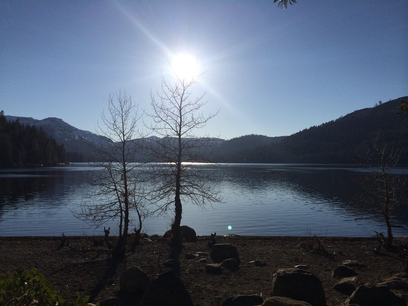 Mountain sunset at Donner Lake.