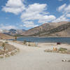 The trail passes right by the Saddlebag Lake Boat Ferry pick up.