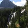 This is a view of the Grassi Lakes waterfall.