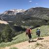 Heading north with views to the west into the Crystal Creek drainage past the landslide toward Pyramid Peak.