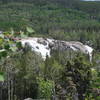 Popo Agie Falls cascades torrentially across the way from the trail.