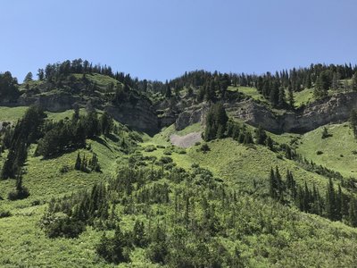 Canyon walls to the west.