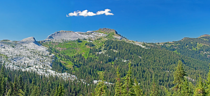 Black Marble Mountain in the center, Marble Mountain is much lower, near the left side, Marble Gap is between them. Marble Valley is in the center. Box Camp Mountain is on the extreme right.