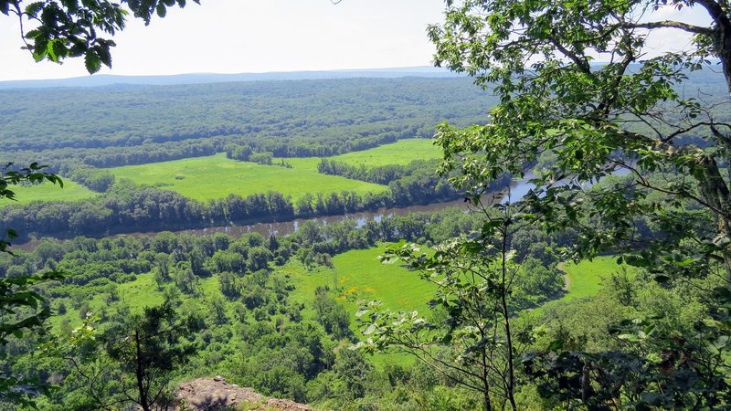 The peaceful Delaware River, meandering through farmland near Milford, PA.