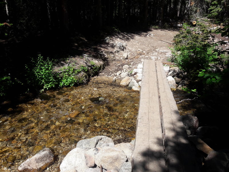 A neat bridge spans a small creek on the Red Deer Lake Trail.