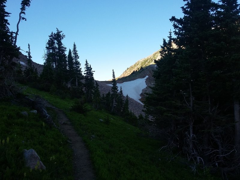 Heading up to the saddle as we head back to the trail from the lake.