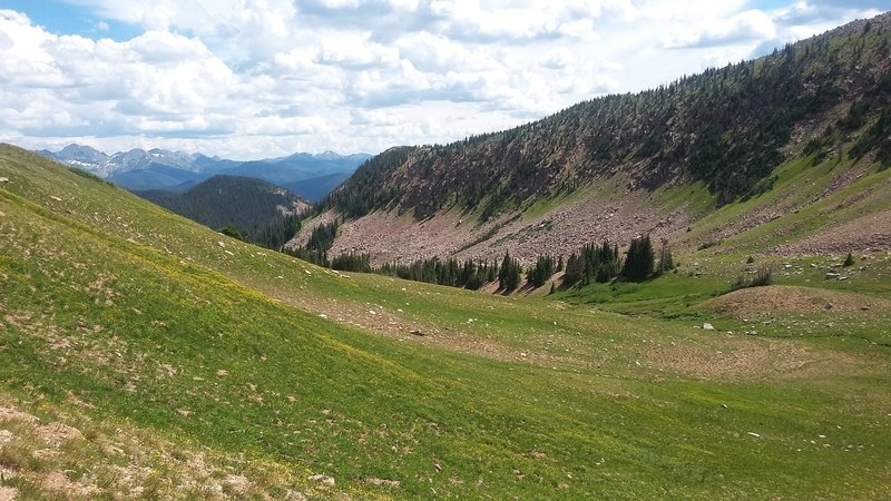 Looking down Hidden Valley just before the saddle