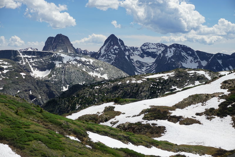 Exceptional views of the remote Grenadier Range abound along the Continental Divide.