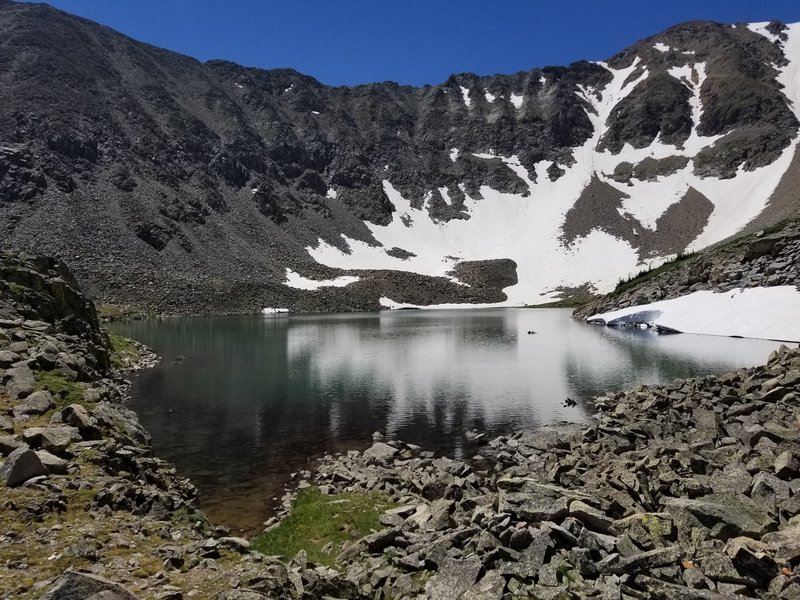 Lake of the Clouds on 07/15/2017 looking almost straight south from the rock ledge just above the lake.