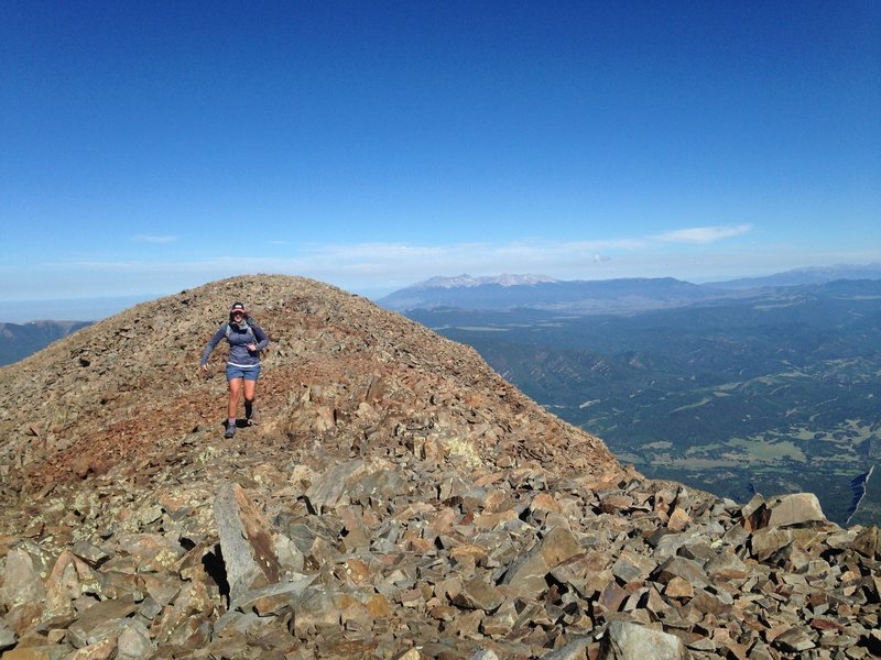 Running across the ridge.