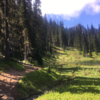 Trail winding past Henskin Lake