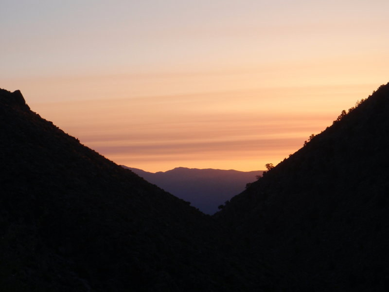 Sunrise from Frenchies Cabin I believe. Looking east toward Saline Valley.