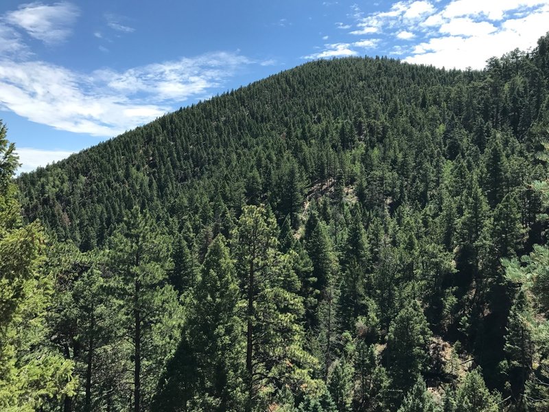 Northwest side of Chautauqua Mountain viewed from Balanced Rock Rd.