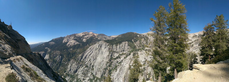 Lakes Trail: view down the canyon. The Watchtower is ahead but still not visible here.