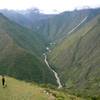 Looking over the steep valley from Winay Wayna ruins