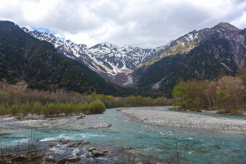 Looking up the mountain valley from the trail's end point