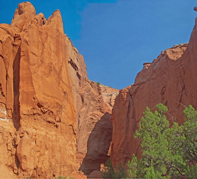 Towering cliffs lead to the "Cool Cave"