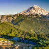 Mt. Rainier from Tolmie Peak Lookout with Eunice Lake visible in the forefront