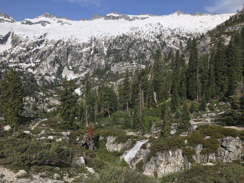 Waterfall on Little Lake (L Lake) Trail in Trinity Alps Wilderness