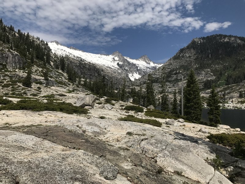 Looking down Canyon Creek drainage from near Lower Canyon Creek Lake in Trinity Alps Wilderness