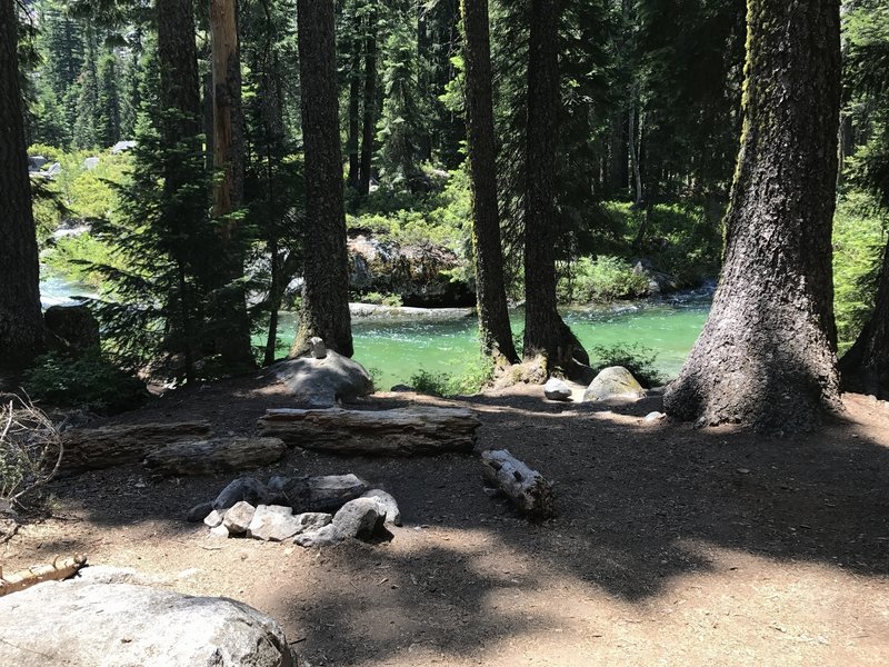 Camp site on beautiful Canyon Creek in Trinity Alps Wilderness