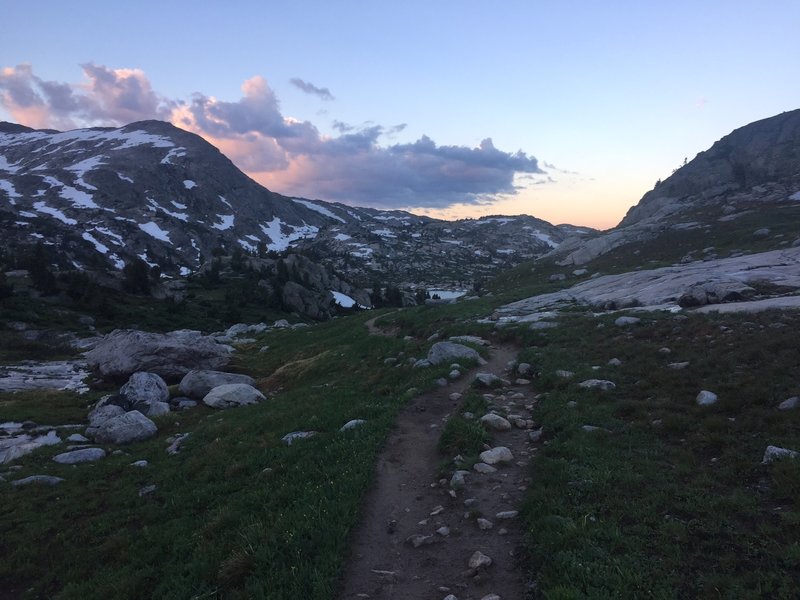 A view of the trail heading up into Titcomb Basin