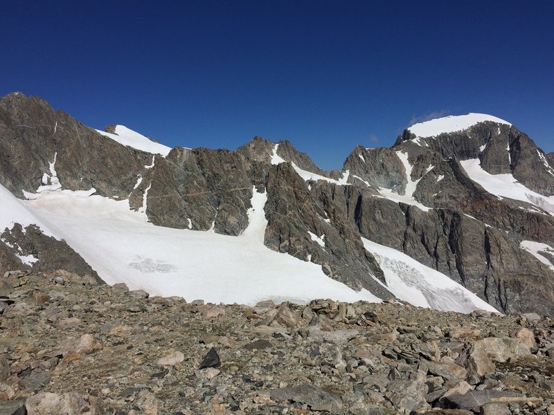 Gannett Peak (to the right) from Bonney Pass. It is much more impressive in person.