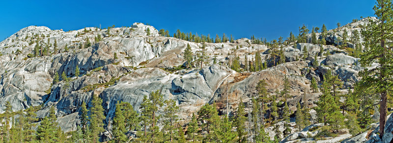 Polished granite cliffs on route to Spotted Fawn Lake. Head up canyon to the right and then cut across to the top right side of picture.