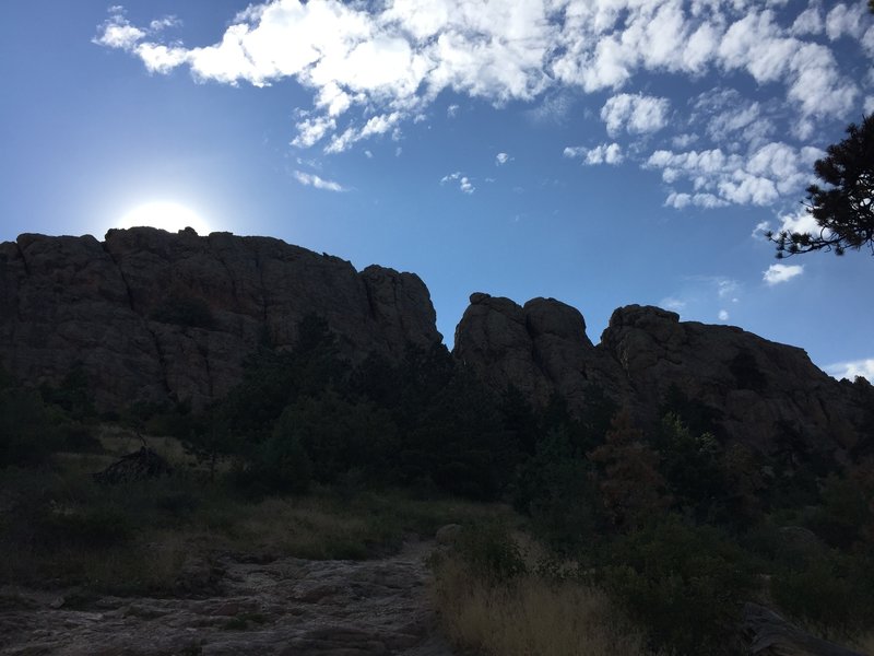 Shot of Horsetooth Rock, just before the final scramble