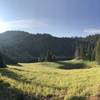 Desolation Lake in the morning light, from an adjacent meadow