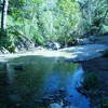 Linda take a break by the stream