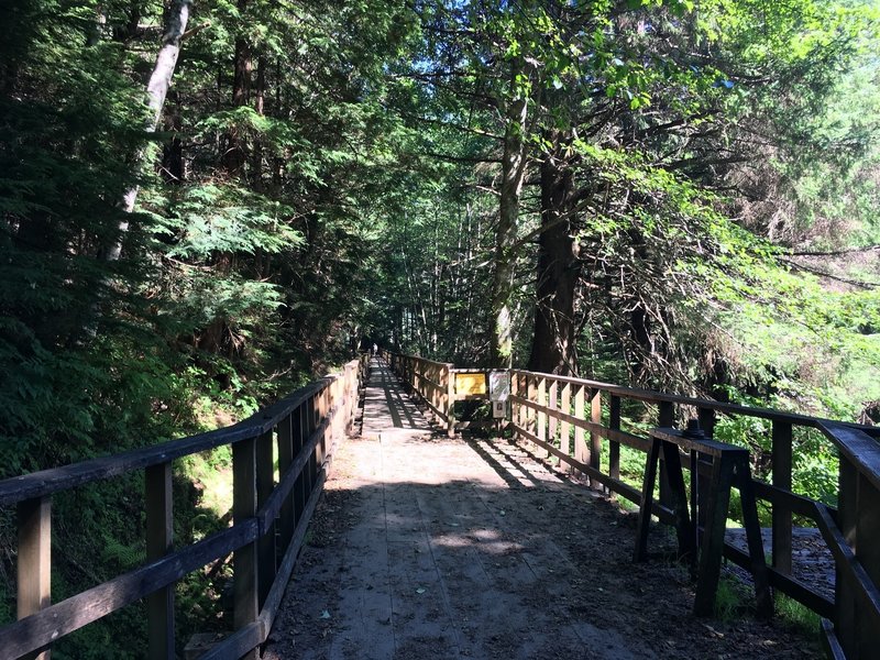 One end of the Gold Creek Flume Trail near Evergreen Avenue.