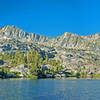 Upper Stella Lake, looking towards Forsyth Peak with its permanent snow fields. Great camping on the far shore.