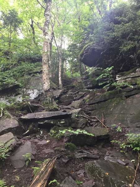 Rock climbing to Kaaterskill High Point.