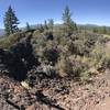 View over the rim of a spattercone, looking south towards Mt. Lassen.