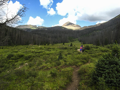 Looking back up at The Window and Rio Grande Pyramid, on the CDT. End of a good trip.