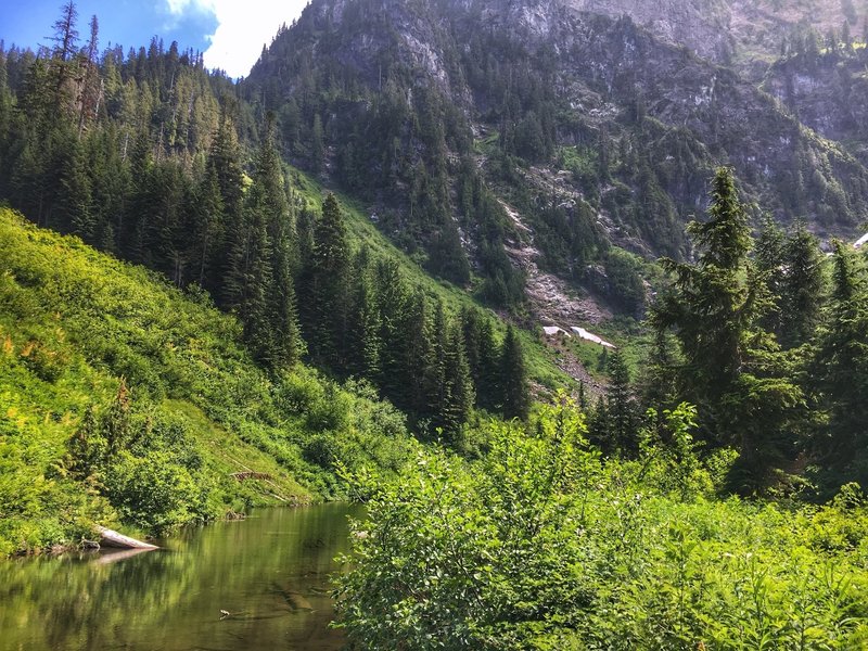 Once we reach the lake, at the top of the mountain