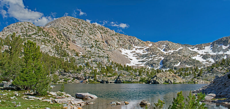 This is the first on-trail lake that you reach in Sixty Lakes Basin