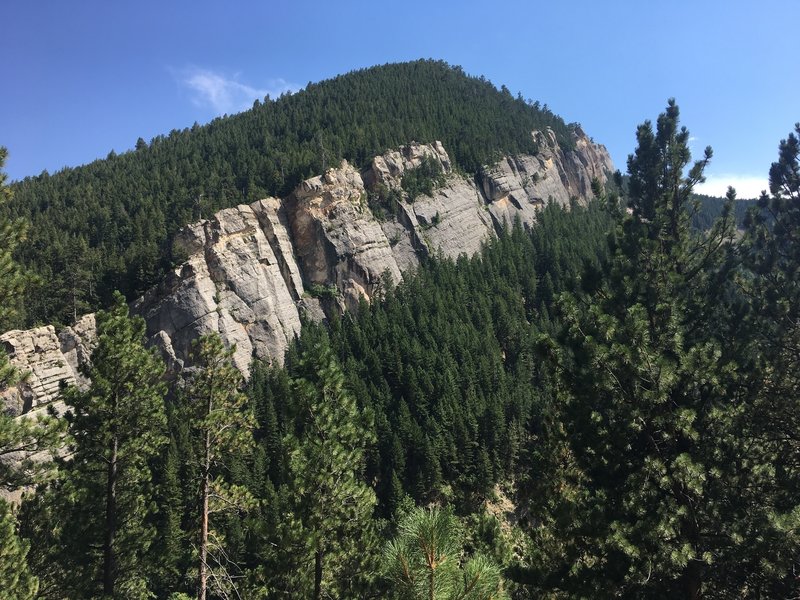 Immense limestone cliffs seen from the trail.