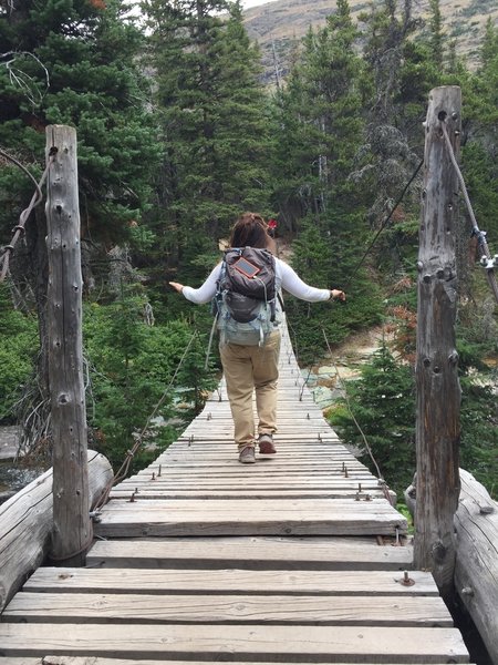 The swinging bridge at Paradise Creek.