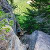 Moderately difficult scramble - the crux of the ascent.