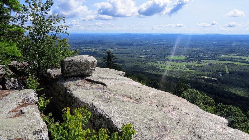 There are scores of great overlooks like this one off Gertrude's Nose Trail. Here, look down on Gardner, NY, and in the right acoustic conditions, you can clearly hear the cows mooing in this farming town.