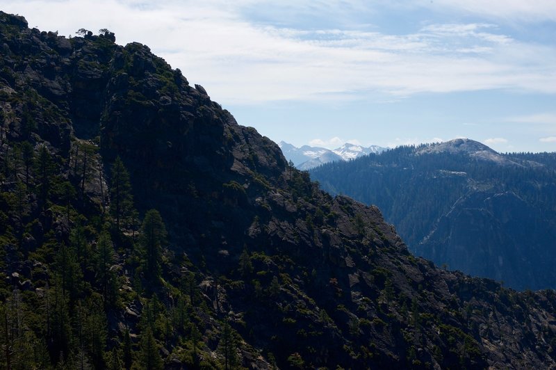 Eagle Peak and the High Sierras as you traverse the North Rim.