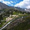 The waterfall flowing from Lake Isabelle.