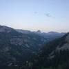 A somewhat hazy view up towards Alaska Basin from the top of the Devil's Stairs, with Mount Buck in the background